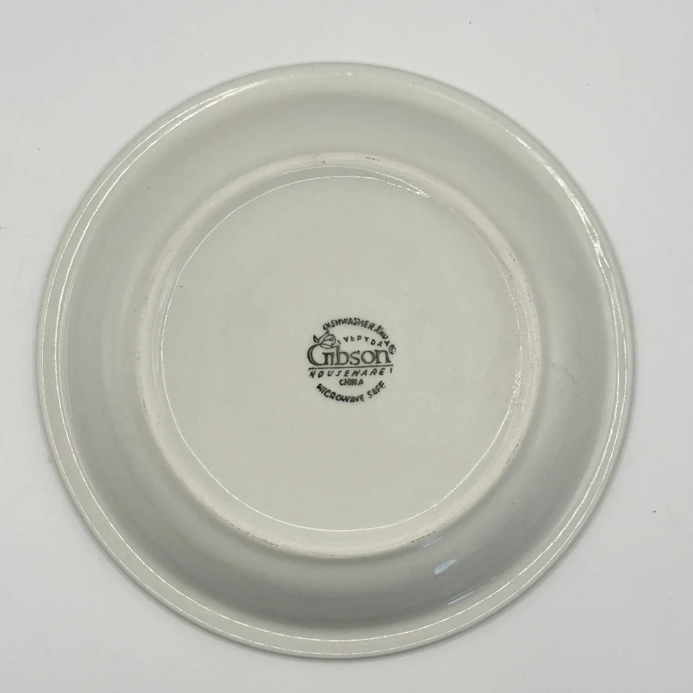 Gibson Houseware Blue Floral Ceramic Salad/Dessert‎ Plates Set of 2 Vintage